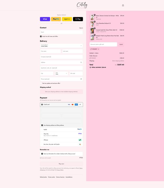 Cutely Covered checkout page showing Cutely Covered discount code box | Screenshot taken by SimplyCodes community member on Sep 13, 2025