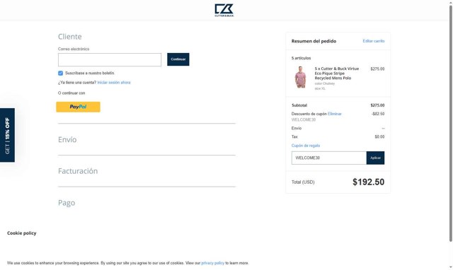 Cutter & Buck checkout page showing Cutter & Buck promo code box | Screenshot taken by SimplyCodes community member on Aug 1, 2025