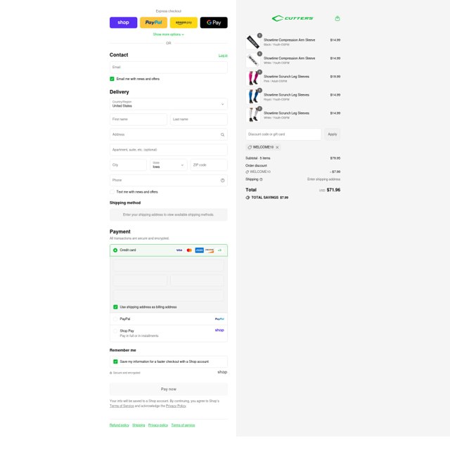 Cutters Sports checkout page showing Cutters Sports promo code box | Screenshot taken by SimplyCodes community member on Sep 2, 2025