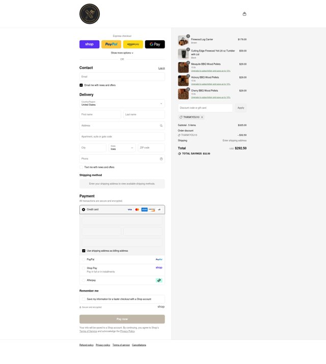 Cutting Edge Firewood checkout page showing Cutting Edge Firewood discount code box | Screenshot taken by SimplyCodes community member on Sep 6, 2025