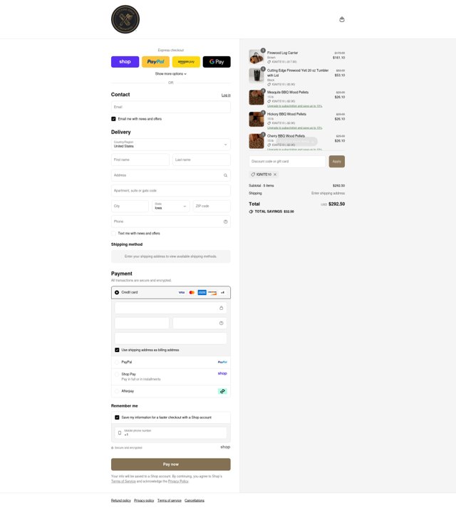 Cutting Edge Firewood checkout page showing Cutting Edge Firewood discount code box | Screenshot taken by SimplyCodes community member on Sep 2, 2025