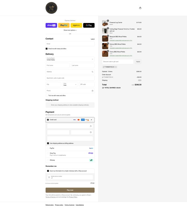 Cutting Edge Firewood checkout page showing Cutting Edge Firewood discount code box | Screenshot taken by SimplyCodes community member on Aug 15, 2025