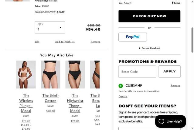CUUP checkout page showing CUUP promo code box | Screenshot taken by SimplyCodes community member on Sep 1, 2025