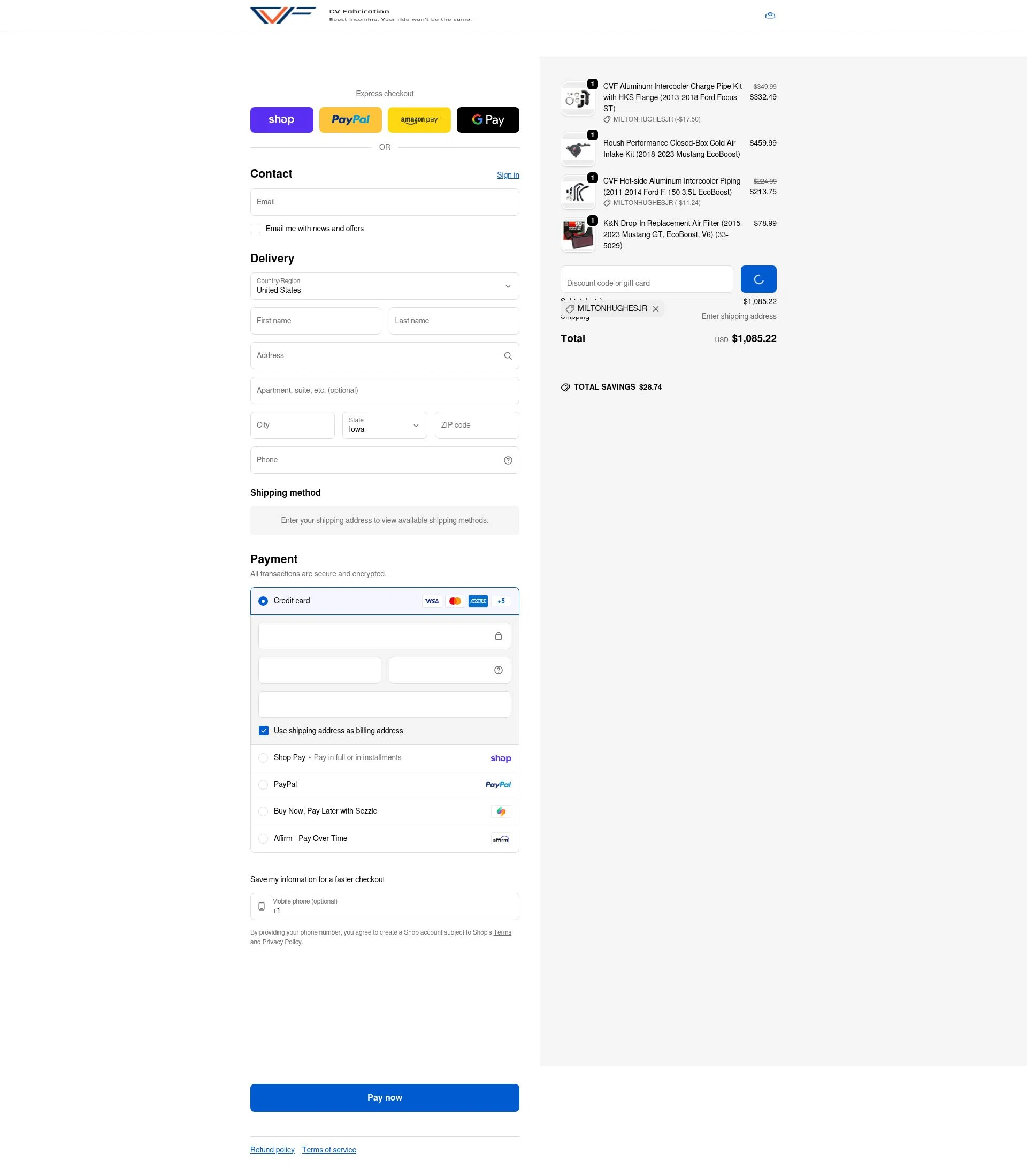 CVF checkout page showing CVF discount code box | Screenshot taken by SimplyCodes community member on Feb 20, 2026