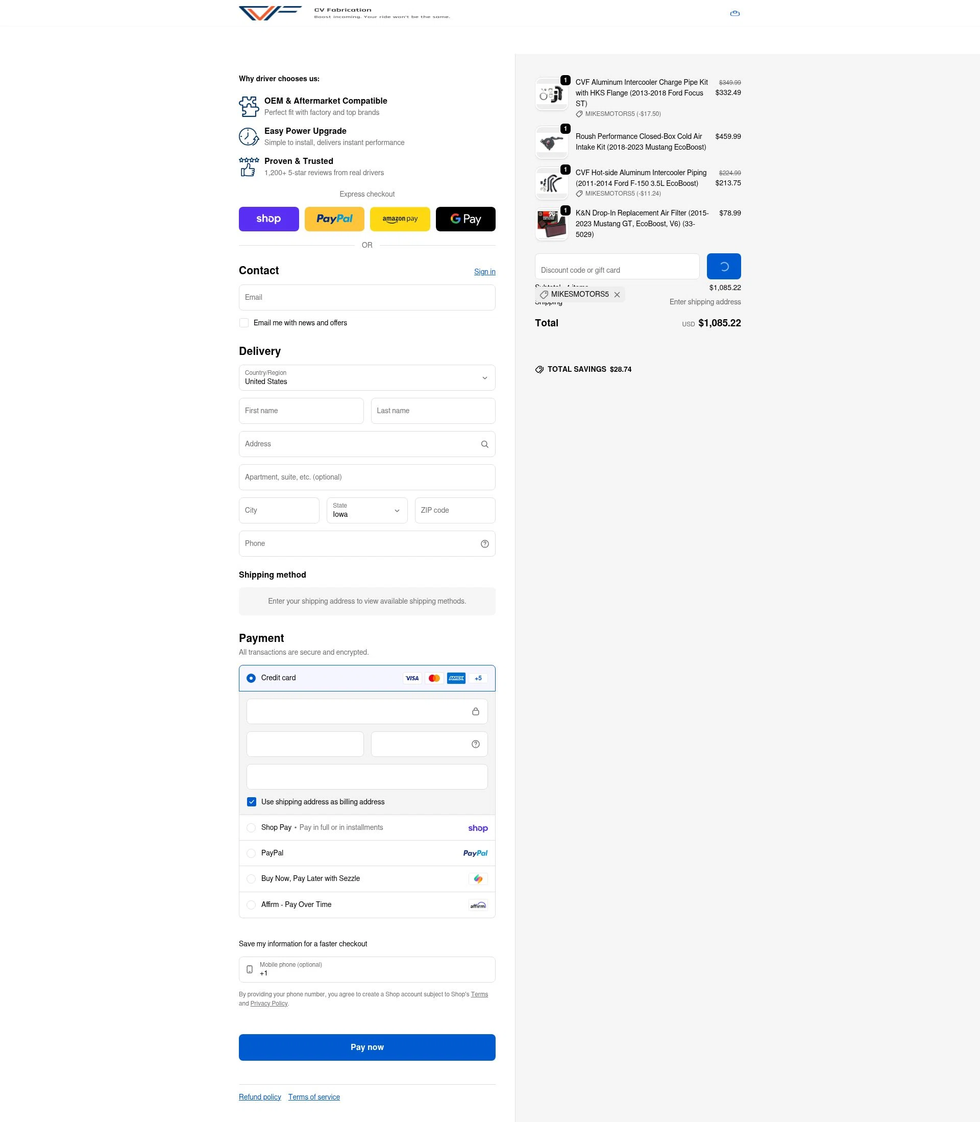 CVF checkout page showing CVF discount code box | Screenshot taken by SimplyCodes community member on Feb 21, 2026