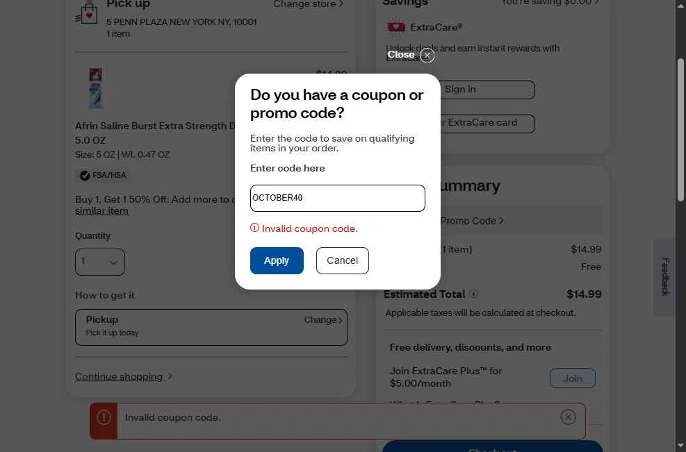 Verification screenshot for 40% Off Storewide at CVS — 7mo ago