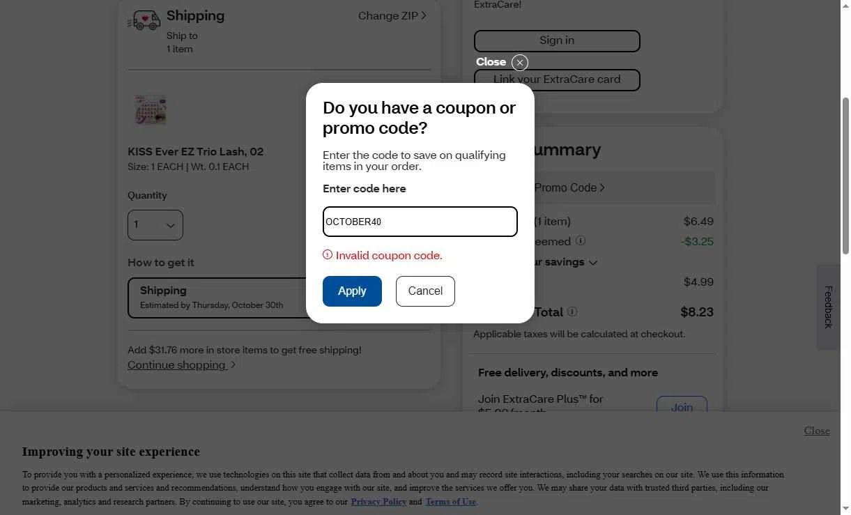 Verification screenshot for 40% Off Storewide at CVS — 7mo ago