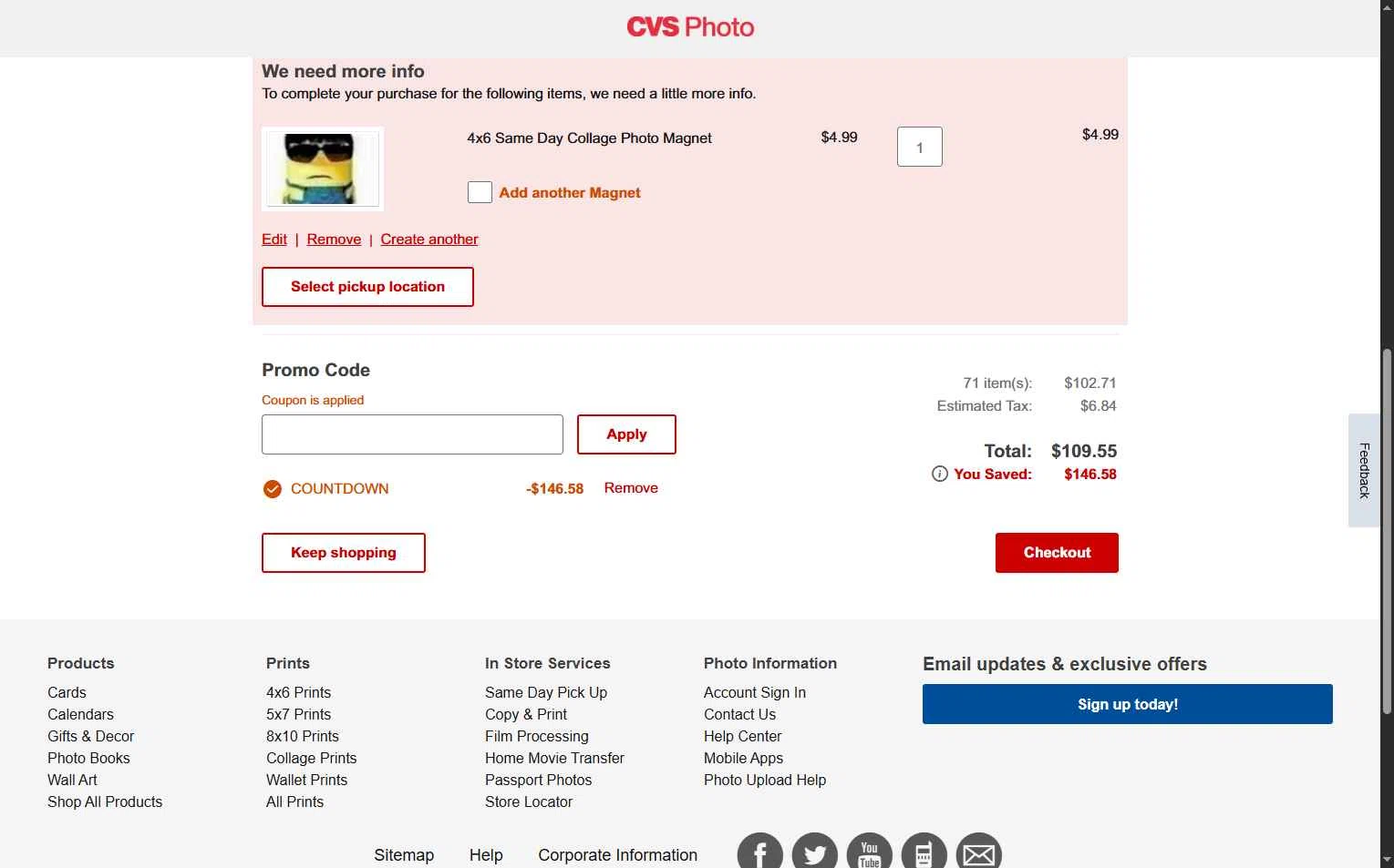 CVS CarePass checkout page showing CVS CarePass promo code box | Screenshot taken by SimplyCodes community member on Jan 11, 2026