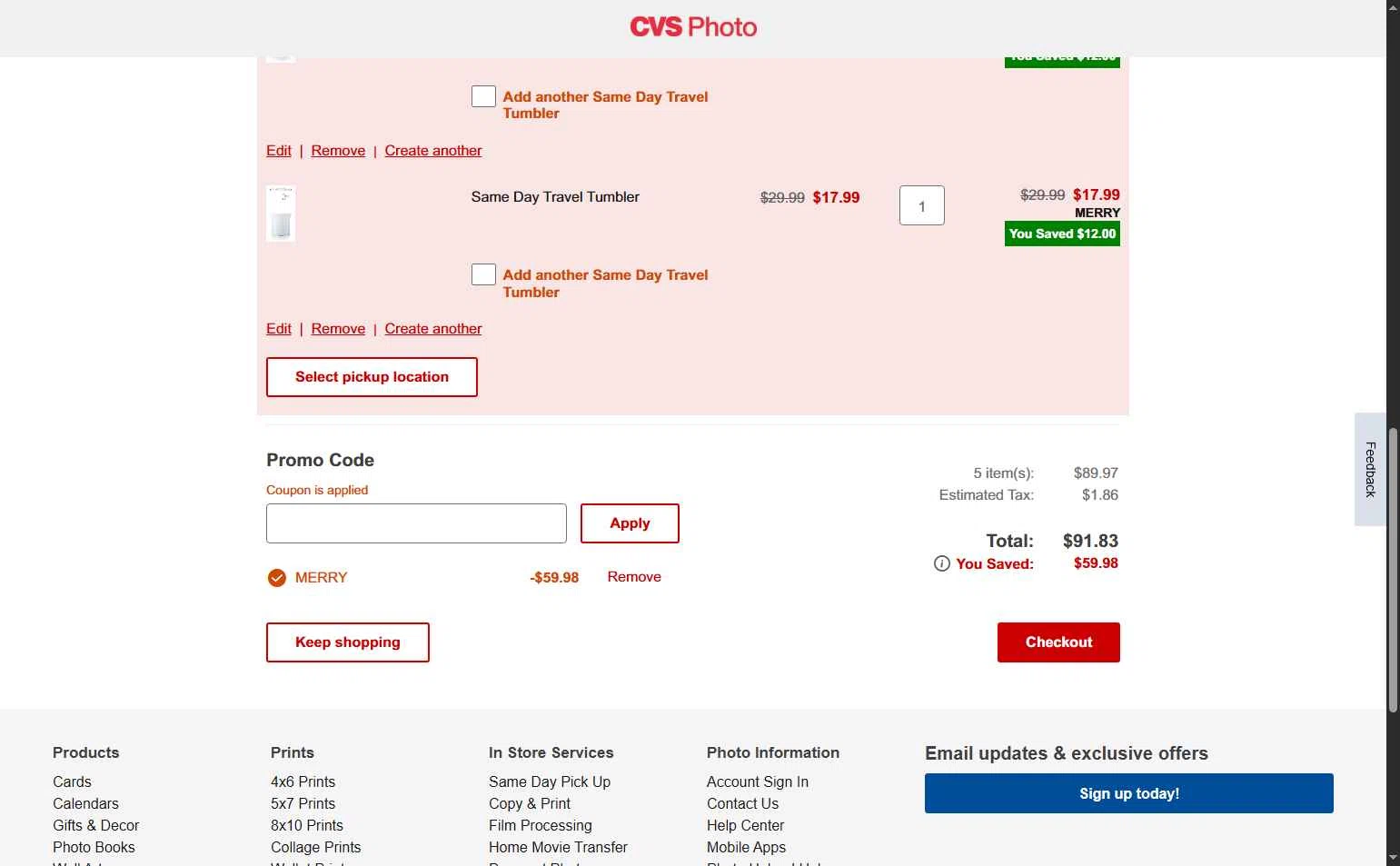 CVS CarePass checkout page showing CVS CarePass promo code box | Screenshot taken by SimplyCodes community member on Dec 15, 2025