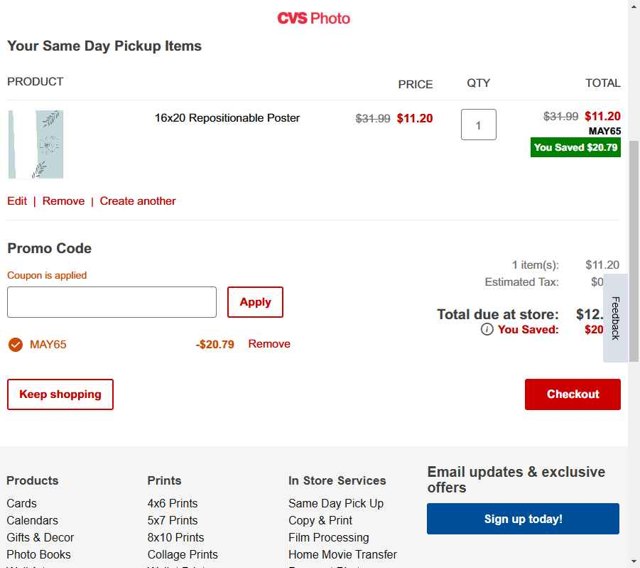 CVS CarePass checkout page showing CVS CarePass promo code box | Screenshot taken by SimplyCodes community member on May 5, 2025
