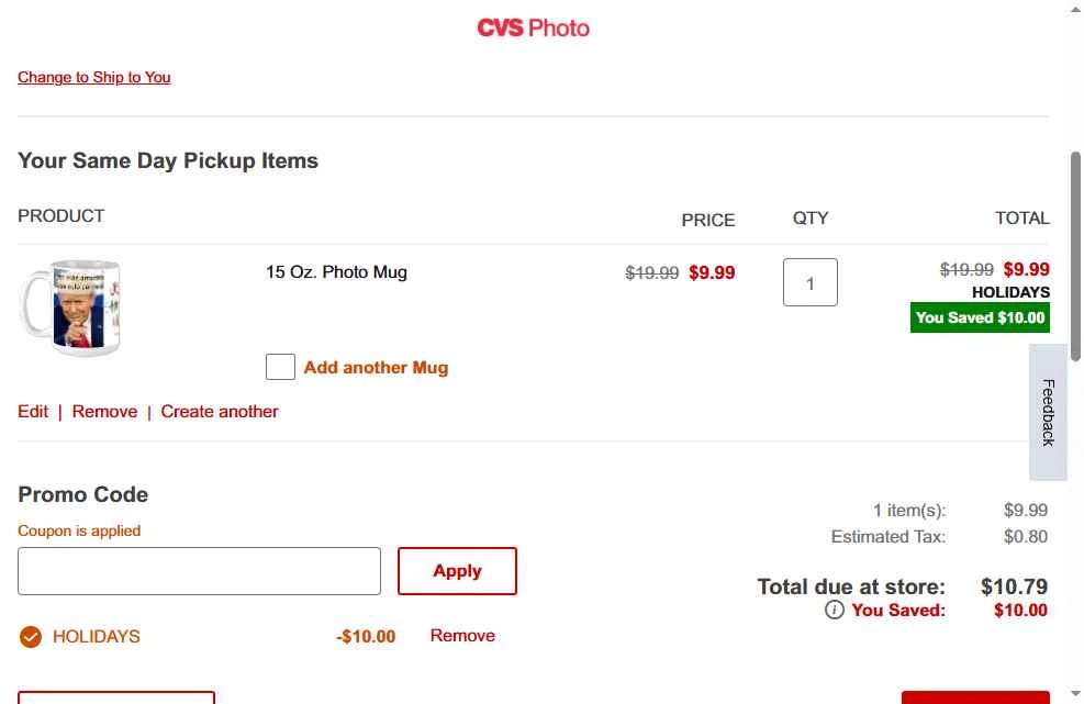 CVS CarePass checkout page showing CVS CarePass promo code box | Screenshot taken by SimplyCodes community member on Dec 3, 2025