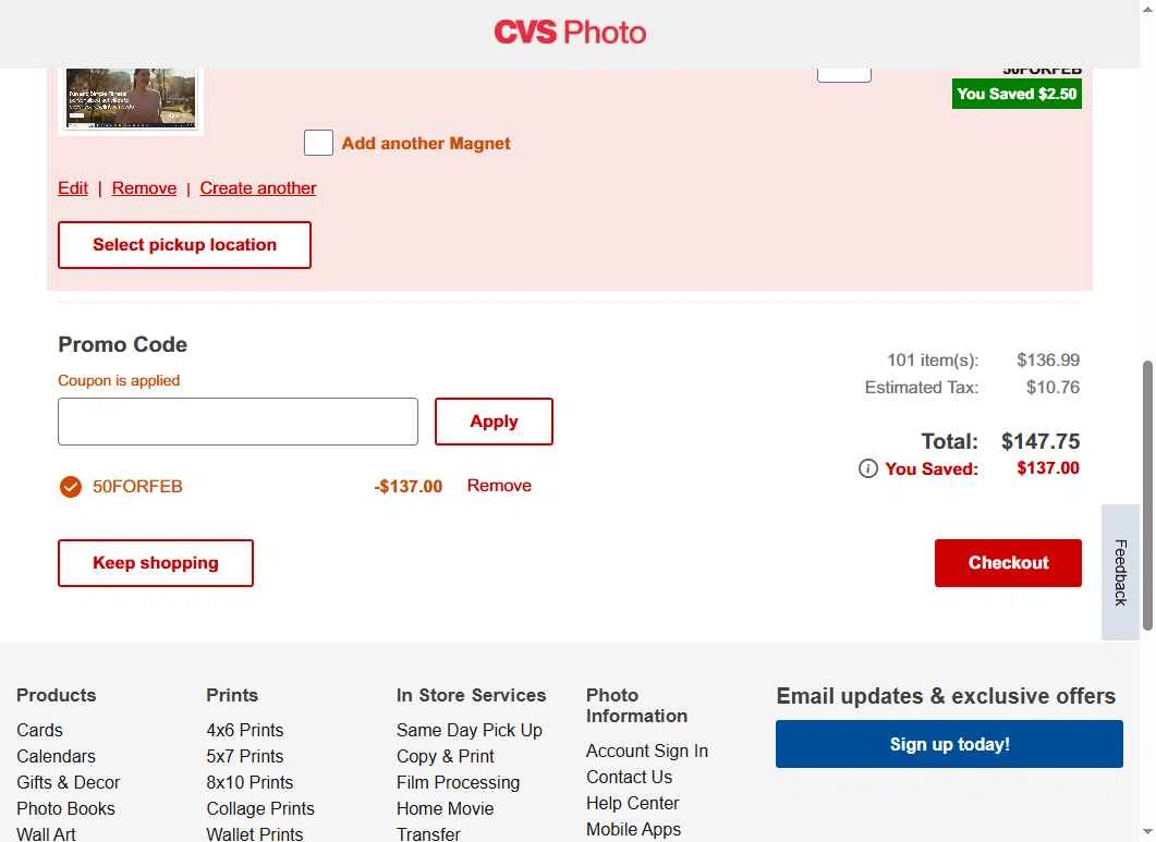 CVS CarePass checkout page showing CVS CarePass promo code box | Screenshot taken by SimplyCodes community member on Feb 13, 2026
