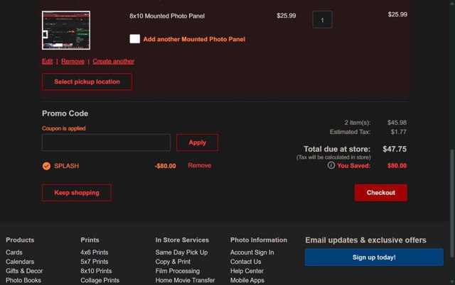 CVS Photo checkout page showing CVS Photo promo code box | Screenshot taken by SimplyCodes community member on Aug 8, 2025
