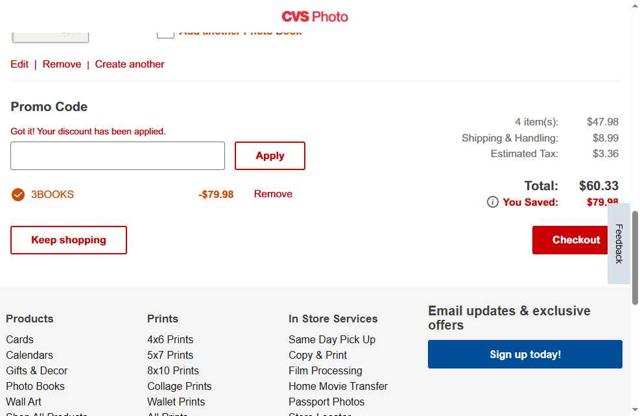 CVS Photo checkout page showing CVS Photo promo code box | Screenshot taken by SimplyCodes community member on Sep 23, 2025