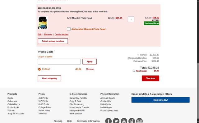 CVS Photo checkout page showing CVS Photo promo code box | Screenshot taken by SimplyCodes community member on Aug 20, 2025