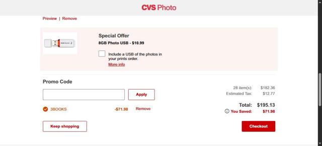 CVS Photo checkout page showing CVS Photo promo code box | Screenshot taken by SimplyCodes community member on Sep 23, 2025