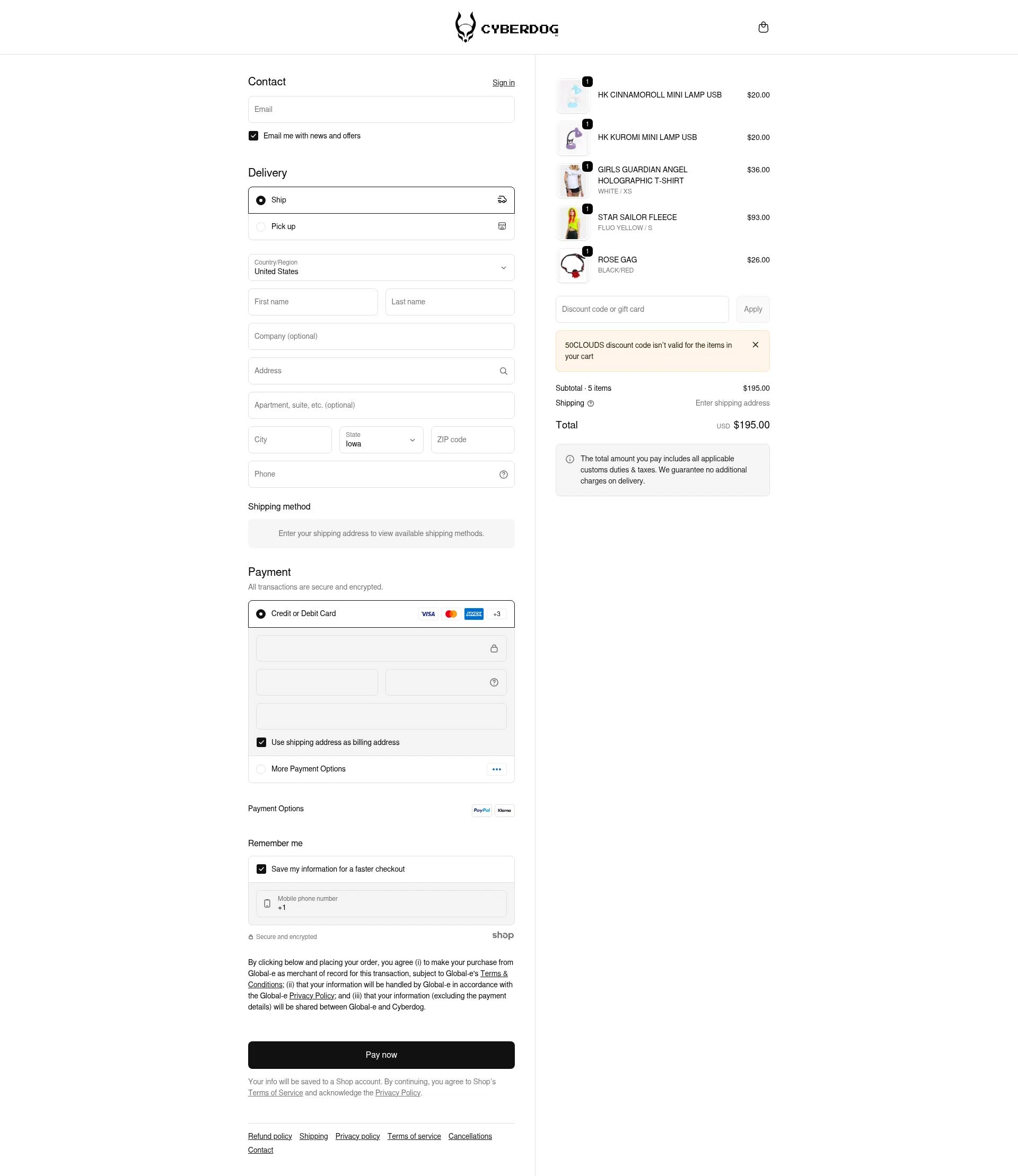 Cyberdog checkout page showing Cyberdog discount code box | Screenshot taken by SimplyCodes community member on Jan 29, 2026