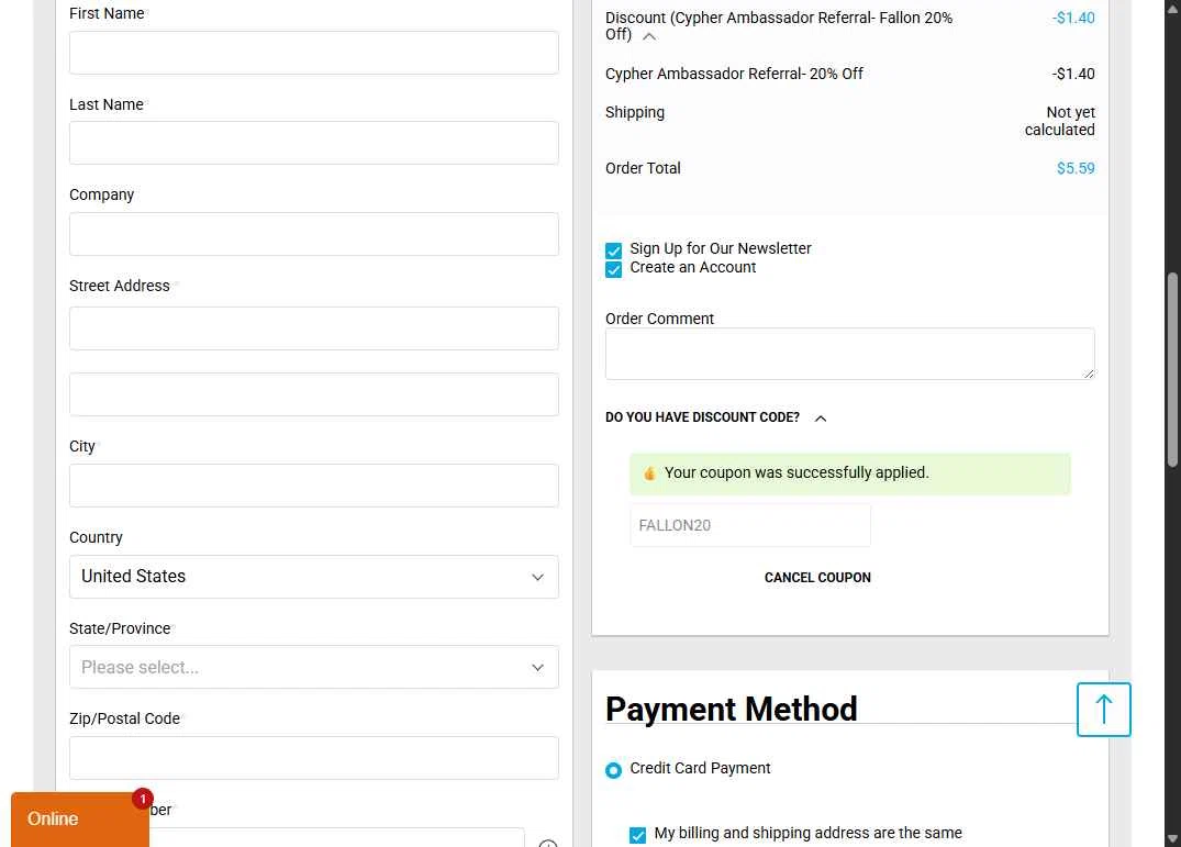 Cypher checkout page showing Cypher promo code box | Screenshot taken by SimplyCodes community member on Sep 2, 2025