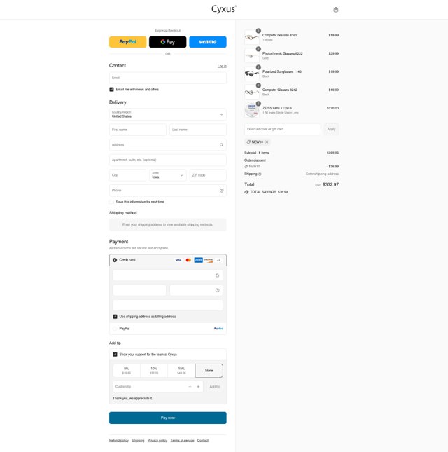 Cyxus checkout page showing Cyxus coupon code box | Screenshot taken by SimplyCodes community member on Sep 6, 2025