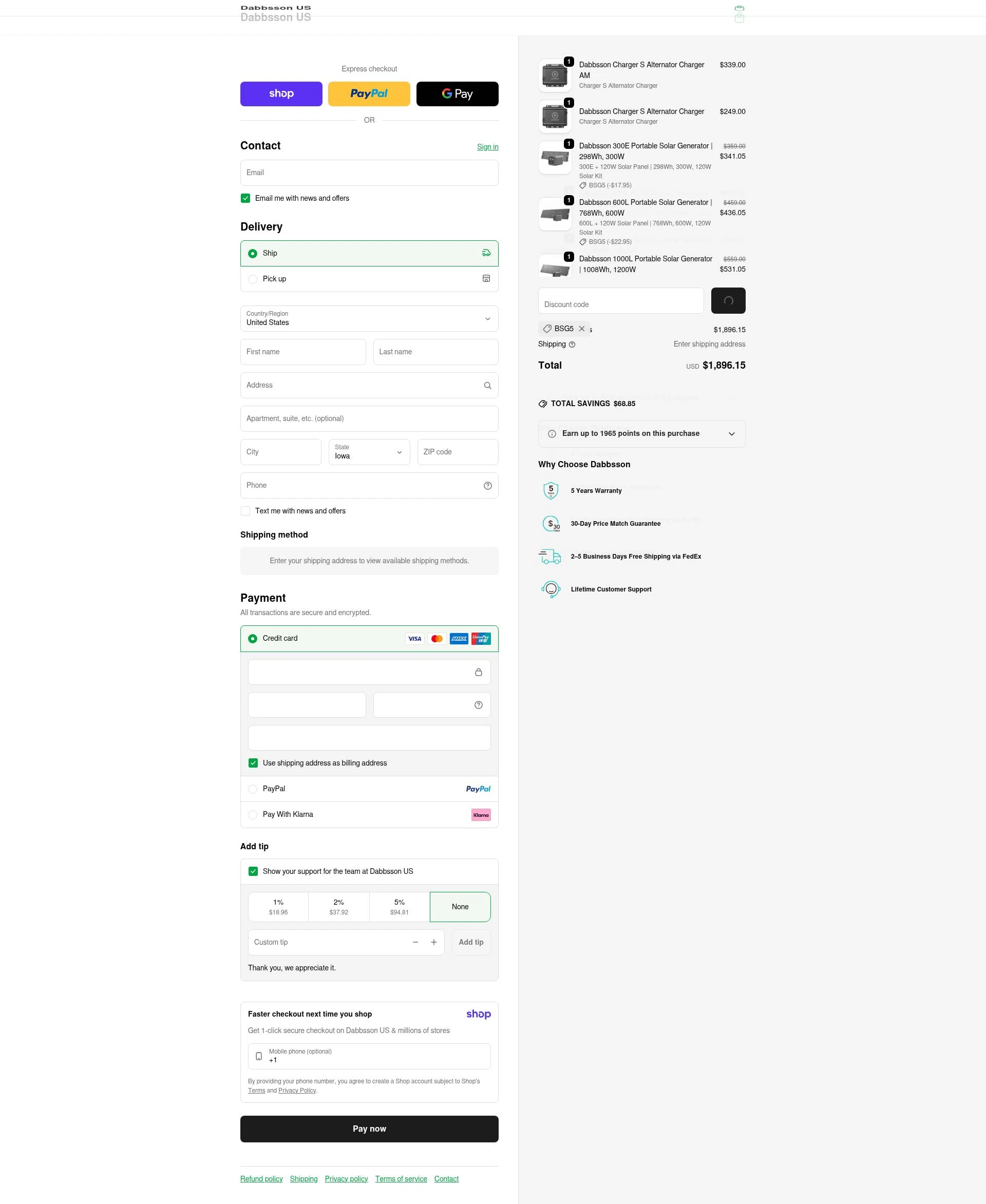 Dabbsson checkout page showing Dabbsson coupon code box | Screenshot taken by SimplyCodes community member on Jan 8, 2026