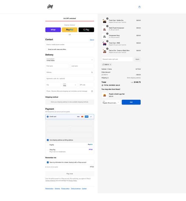 Dad Gang checkout page showing Dad Gang discount code box | Screenshot taken by SimplyCodes community member on Sep 13, 2025