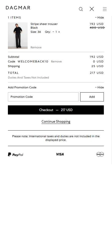 Dagmar checkout page showing Dagmar discount code box | Screenshot taken by SimplyCodes community member on Sep 3, 2025
