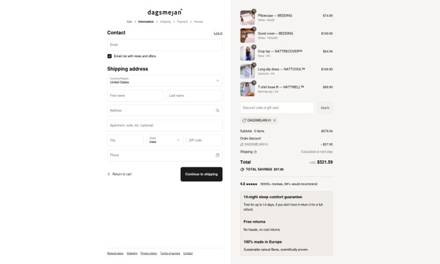 Dagsmejan checkout page showing Dagsmejan promo code box | Screenshot taken by SimplyCodes community member on Aug 20, 2025