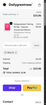 WELL10 coupon verification screenshot