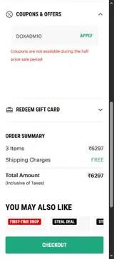 DOXADM10 coupon verification screenshot