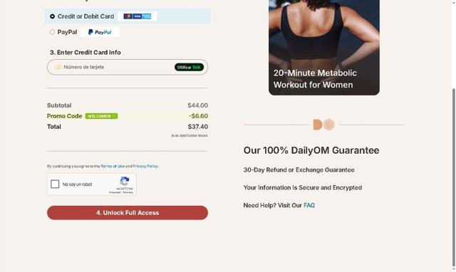 DailyOM checkout page showing DailyOM promo code box | Screenshot taken by SimplyCodes community member on Sep 13, 2025