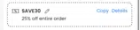 SAVE30 coupon verification screenshot
