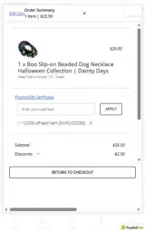 Dainty Days coupon verification screenshot