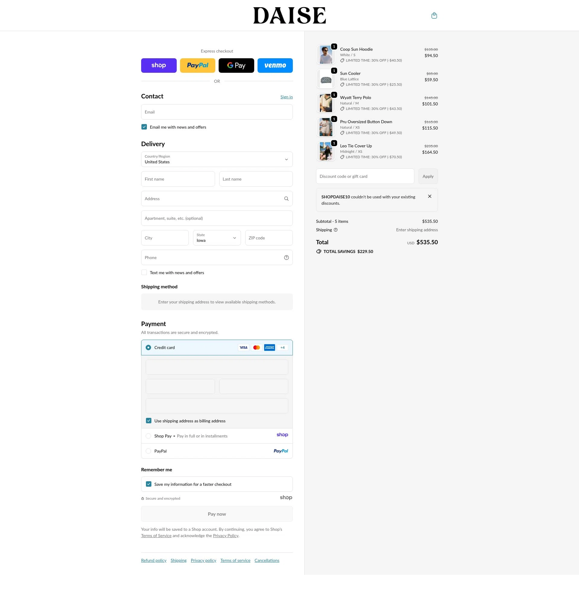 Daise checkout page showing Daise promo code box | Screenshot taken by SimplyCodes community member on Dec 23, 2025