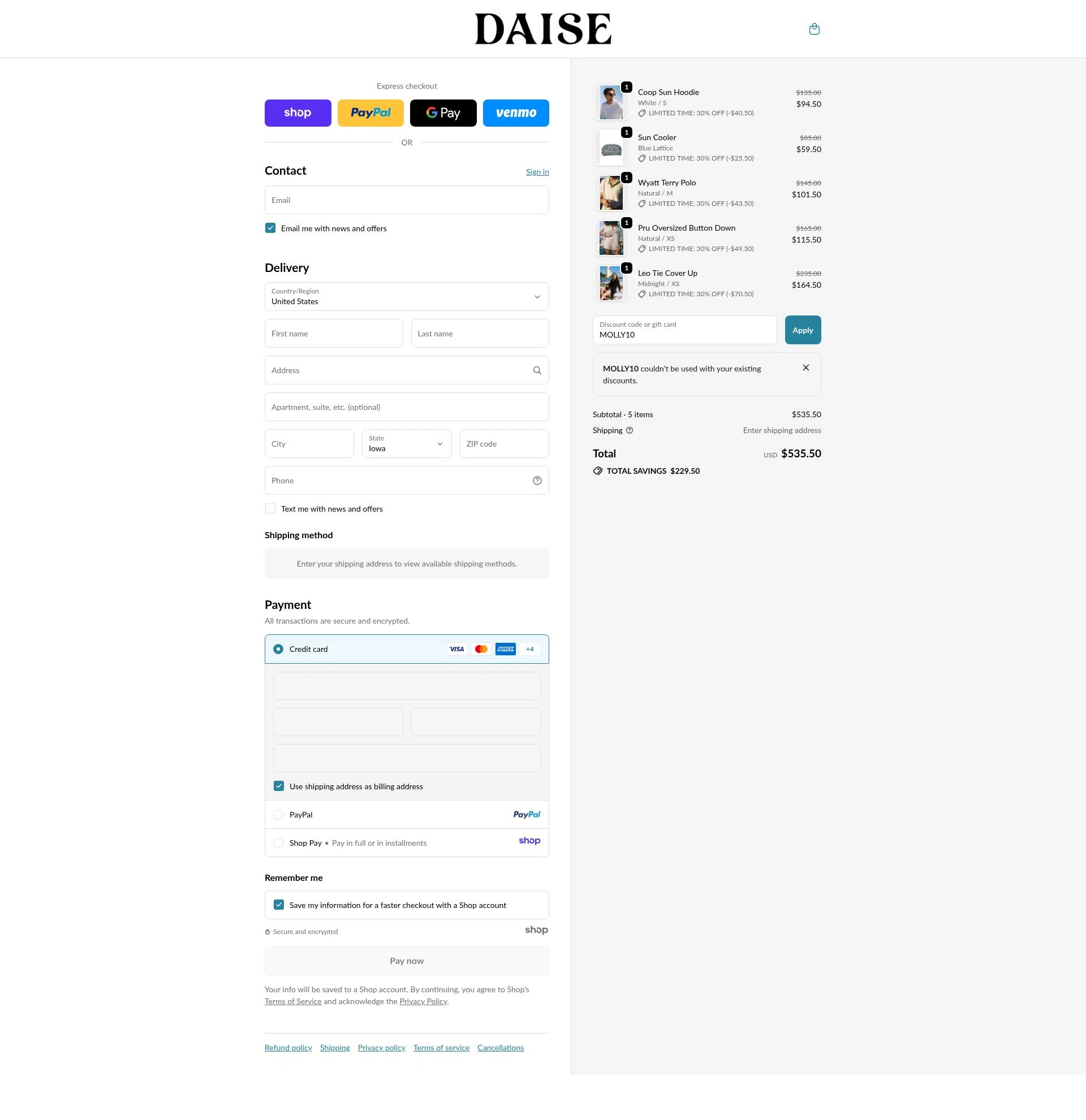 Daise checkout page showing Daise promo code box | Screenshot taken by SimplyCodes community member on Dec 11, 2025