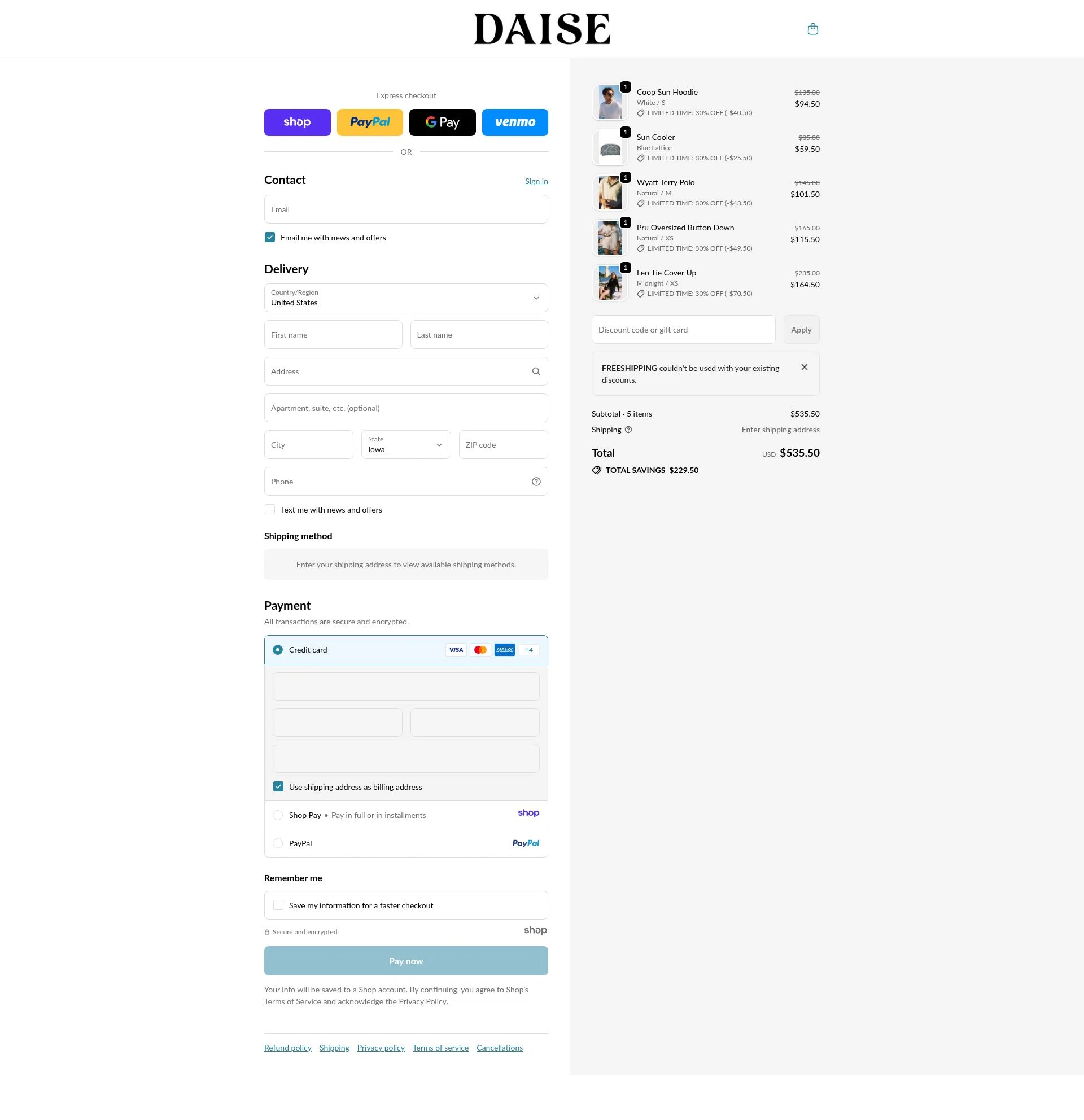 Daise checkout page showing Daise promo code box | Screenshot taken by SimplyCodes community member on Dec 23, 2025