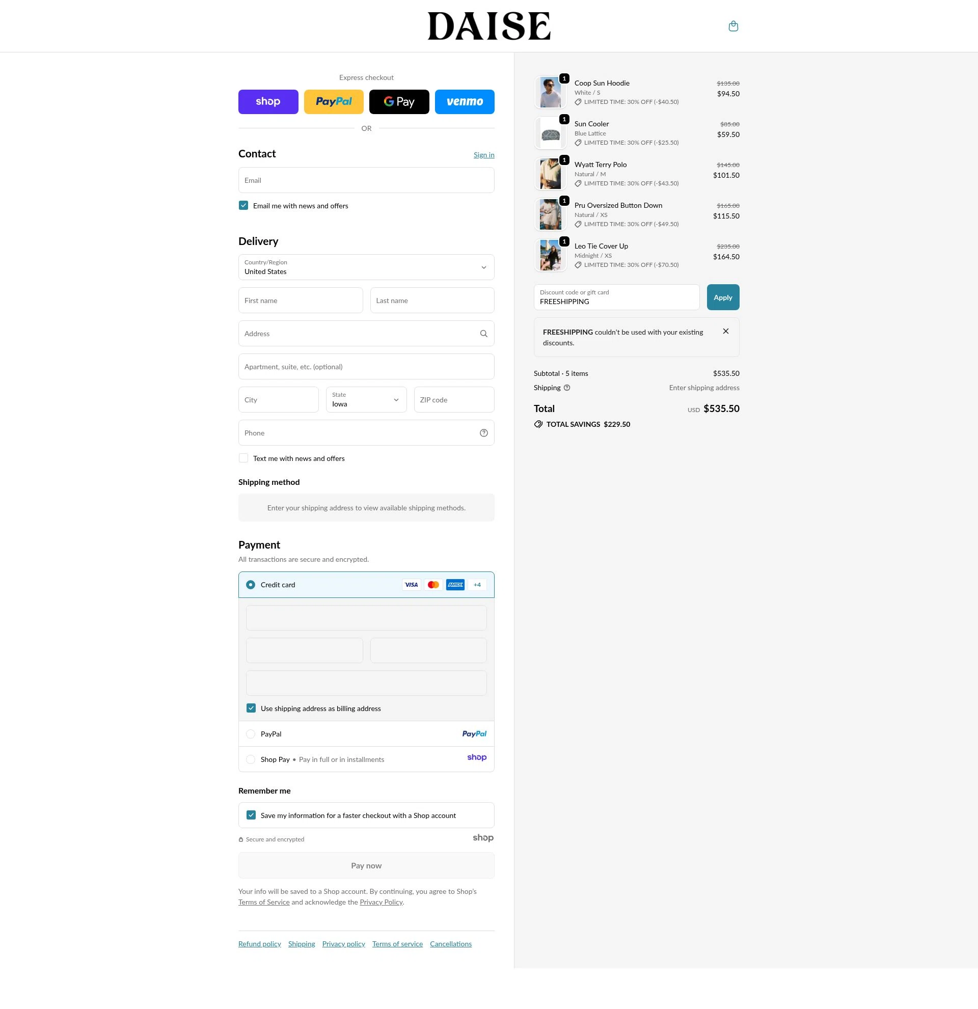 Daise checkout page showing Daise promo code box | Screenshot taken by SimplyCodes community member on Dec 11, 2025