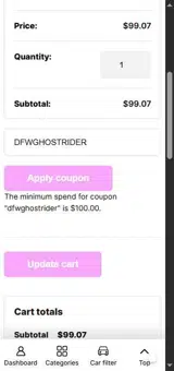 DFWGHOSTRIDER coupon verification screenshot