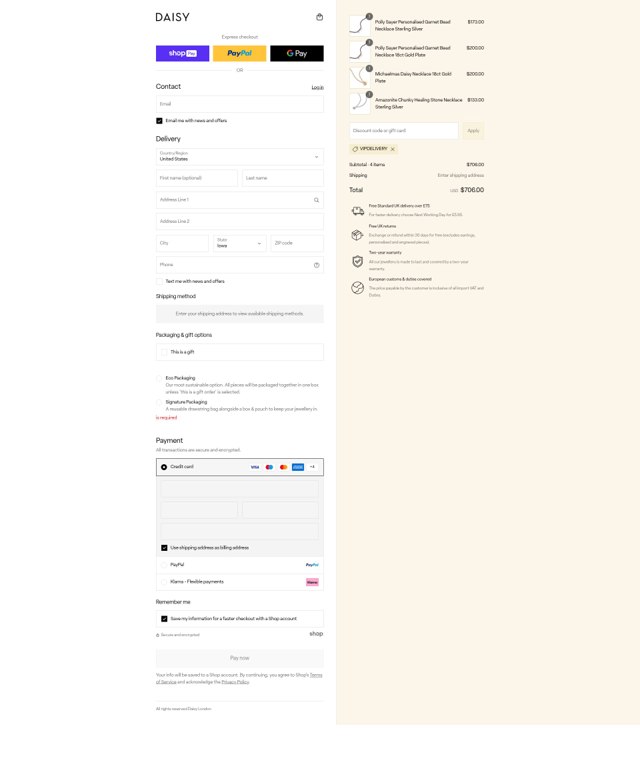 Daisy London checkout page showing Daisy London promo code box | Screenshot taken by SimplyCodes community member on Aug 14, 2025