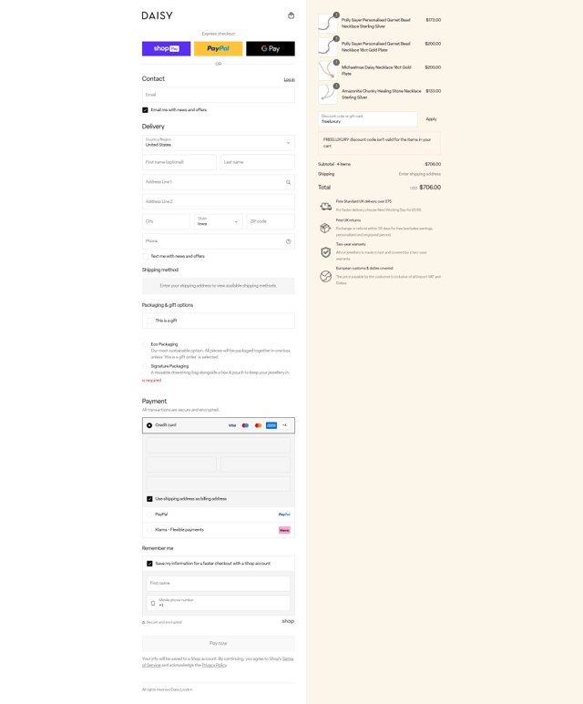 Daisy London checkout page showing Daisy London promo code box | Screenshot taken by SimplyCodes community member on Aug 14, 2025