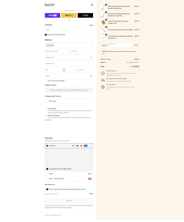 Daisy London checkout page showing Daisy London promo code box | Screenshot taken by SimplyCodes community member on Aug 28, 2025