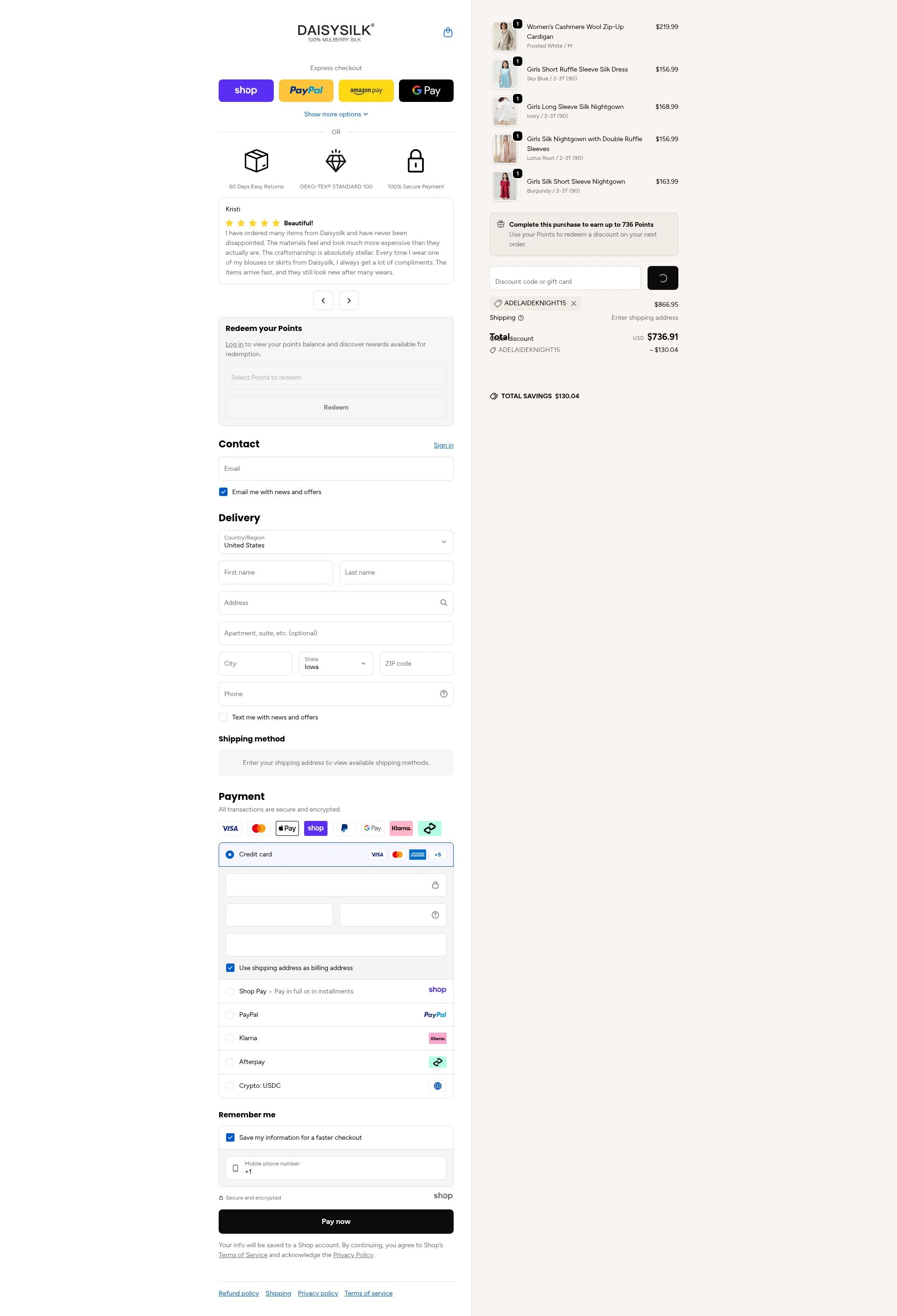 Daisysilk checkout page showing Daisysilk promo code box | Screenshot taken by SimplyCodes community member on Dec 29, 2025