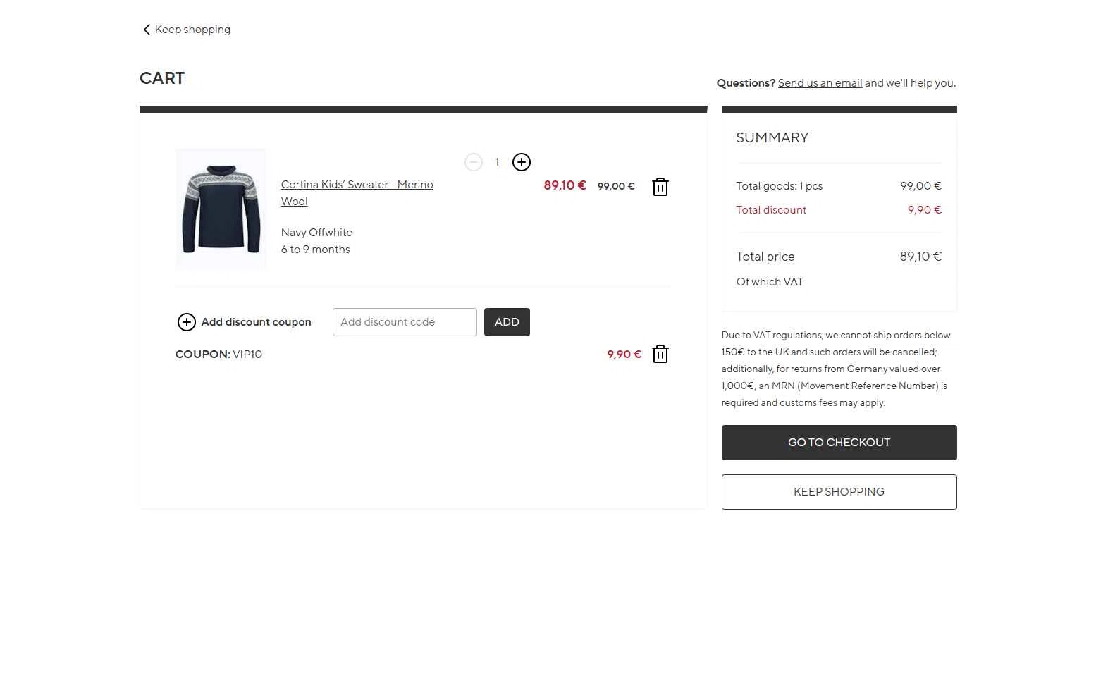 Dale of Norway US checkout page showing Dale of Norway US promo code box | Screenshot taken by SimplyCodes community member on May 17, 2025