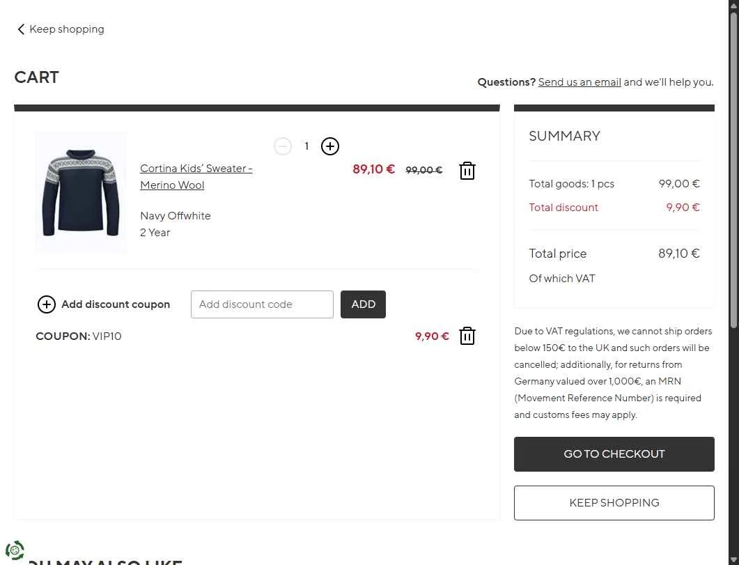 Dale of Norway US checkout page showing Dale of Norway US promo code box | Screenshot taken by SimplyCodes community member on May 17, 2025