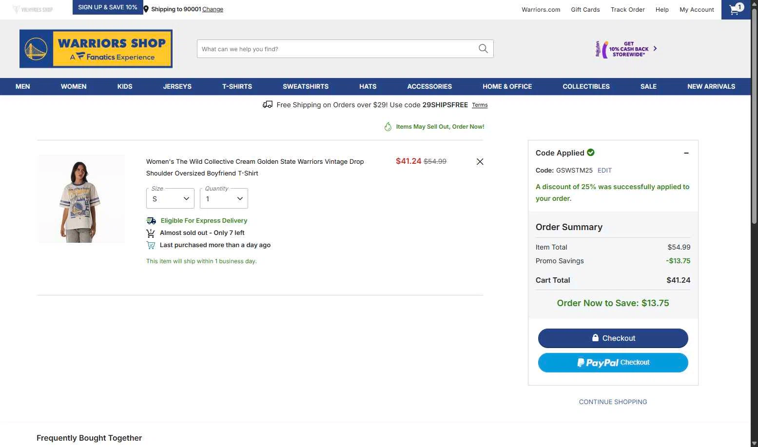 Dallas Mavericks checkout page showing Dallas Mavericks promo code box | Screenshot taken by SimplyCodes community member on Jan 11, 2026