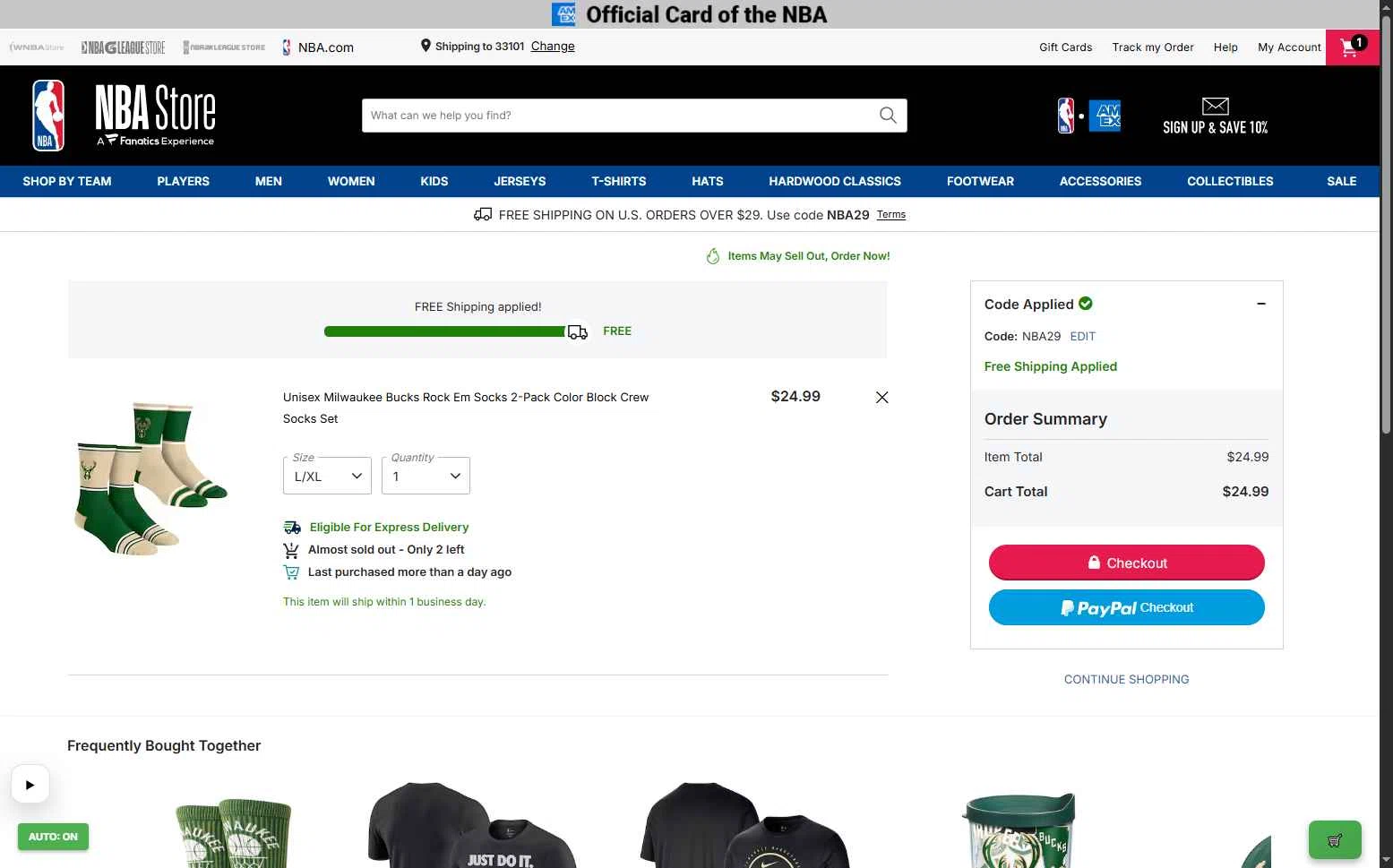 Dallas Mavericks checkout page showing Dallas Mavericks promo code box | Screenshot taken by SimplyCodes community member on Jan 31, 2026
