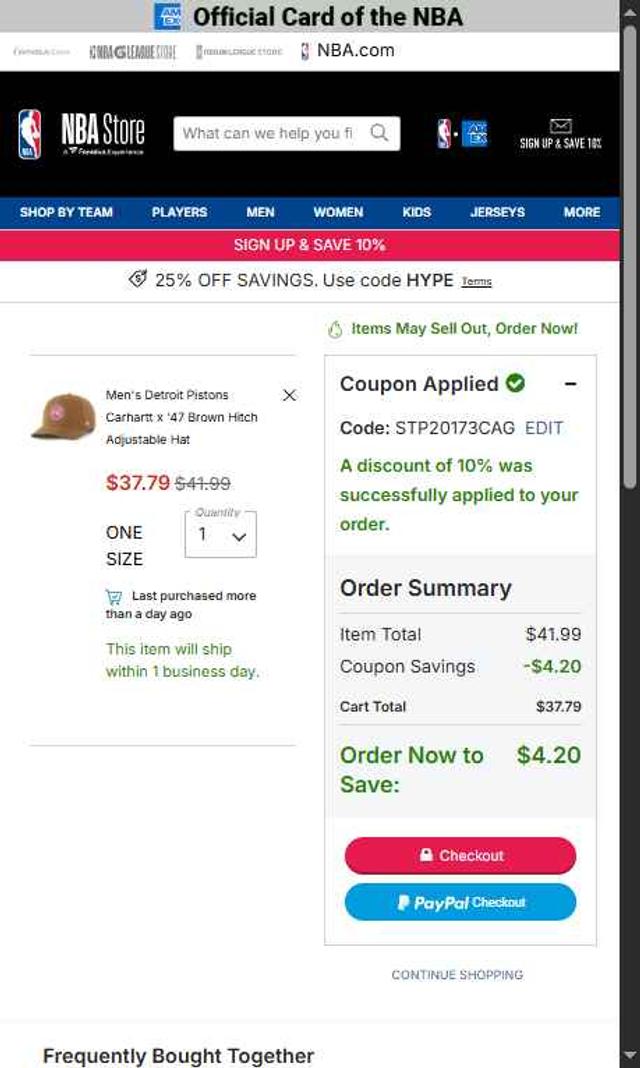 Dallas Mavericks checkout page showing Dallas Mavericks promo code box | Screenshot taken by SimplyCodes community member on Sep 15, 2025