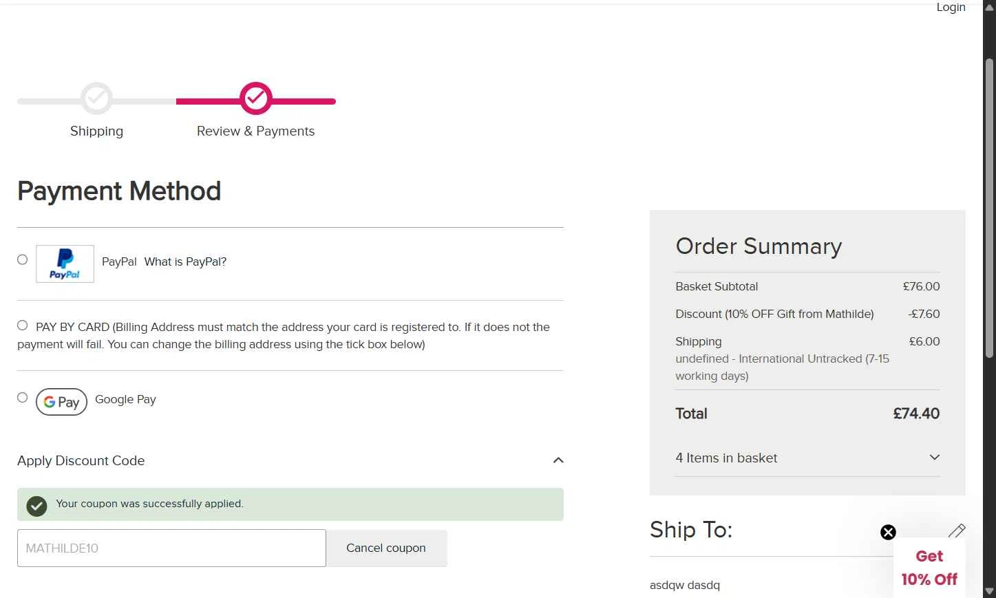 Dance Direct checkout page showing Dance Direct discount code box | Screenshot taken by SimplyCodes community member on Sep 24, 2025