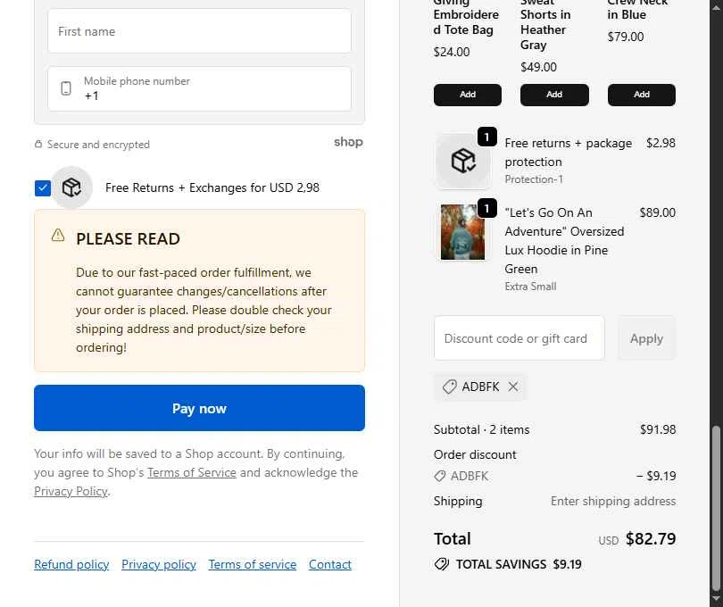 Dandy Worldwide checkout page showing Dandy Worldwide discount code box | Screenshot taken by SimplyCodes community member on Dec 3, 2025