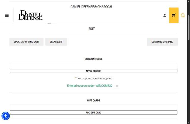 Daniel Defense checkout page showing Daniel Defense discount code box | Screenshot taken by SimplyCodes community member on Jul 3, 2025