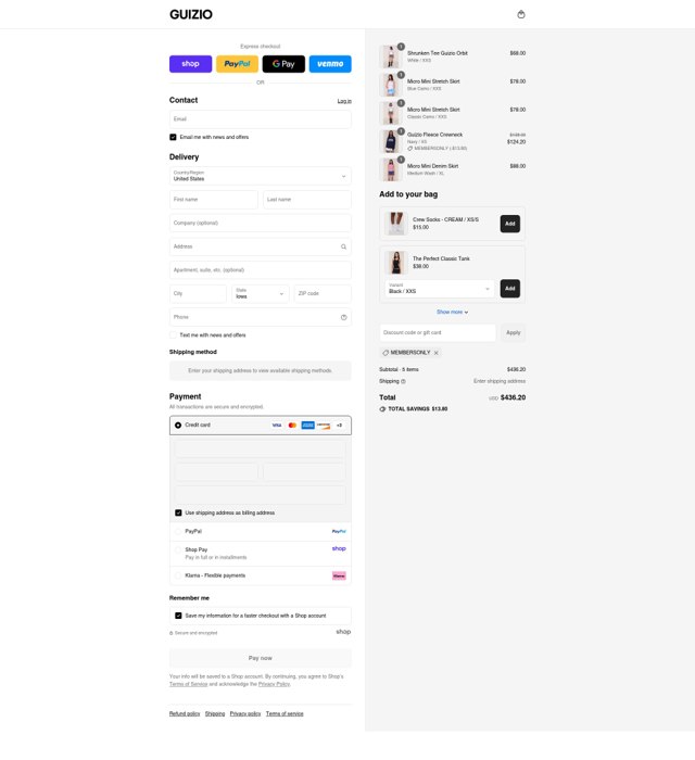 Danielle Guizio checkout page showing Danielle Guizio discount code box | Screenshot taken by SimplyCodes community member on Aug 29, 2025